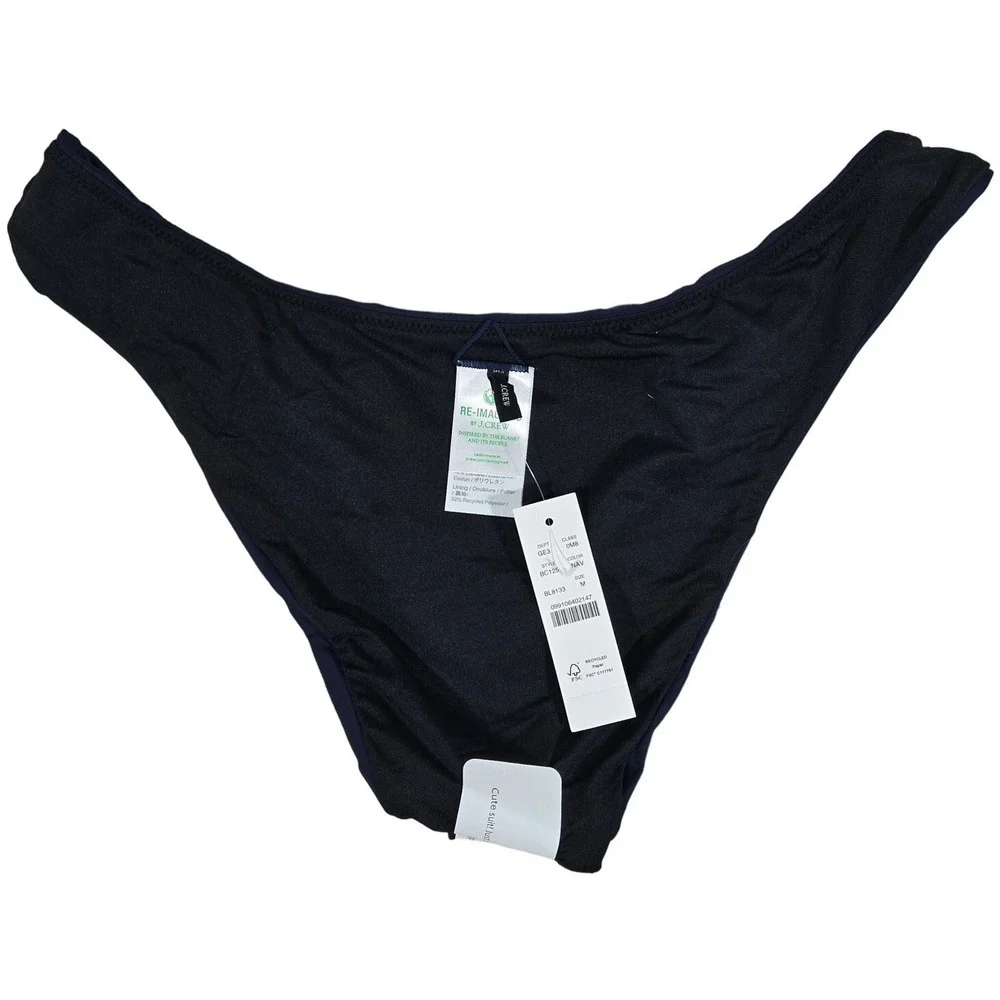 J. Crew Curved-waist cheeky bikini bottom in‎ Navy M NWT